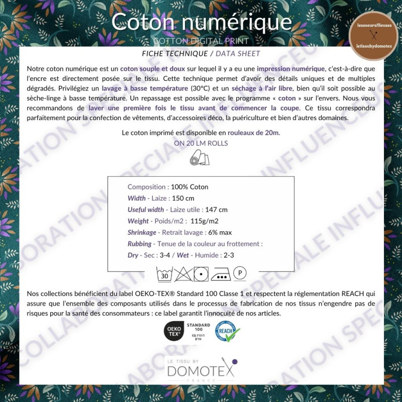 Printed Cotton AITANA Green / Violet